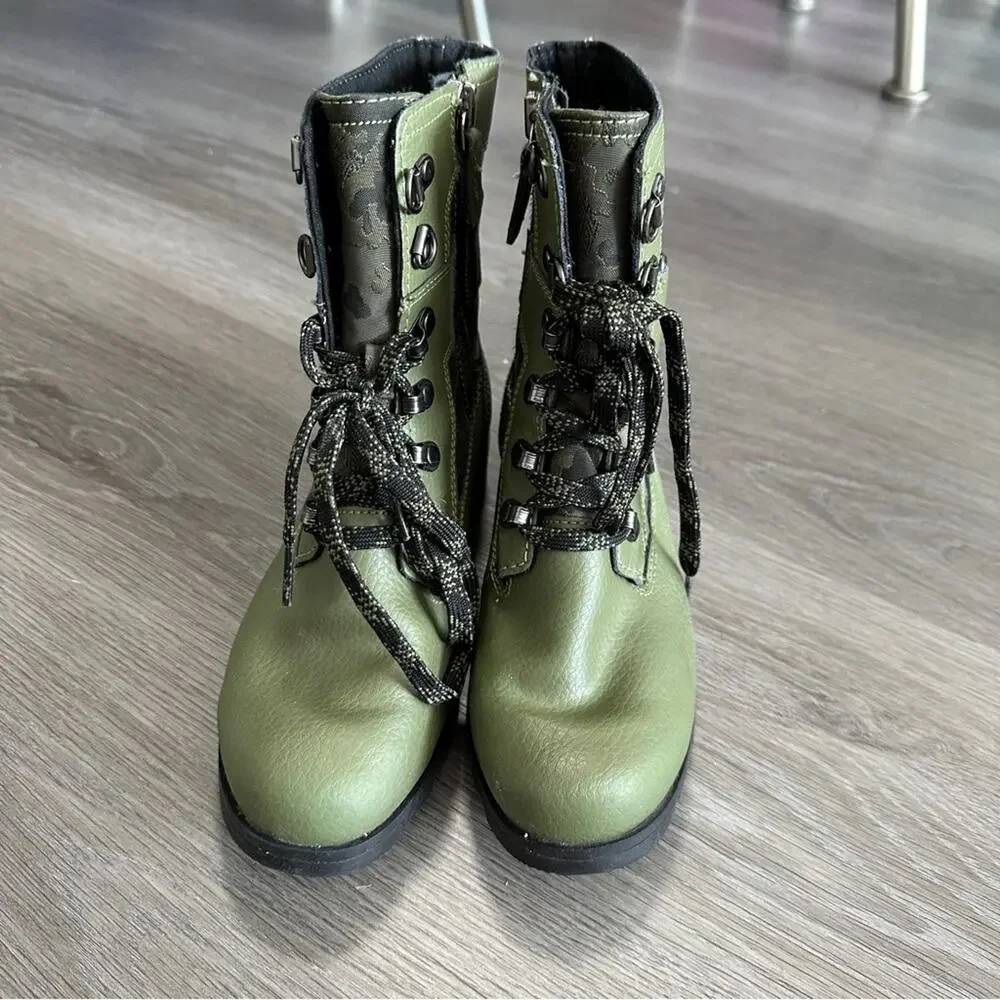 Sorel Kid's Unisex Emelie‎ Conquest Lace Up Combat Moto Boots Size 3